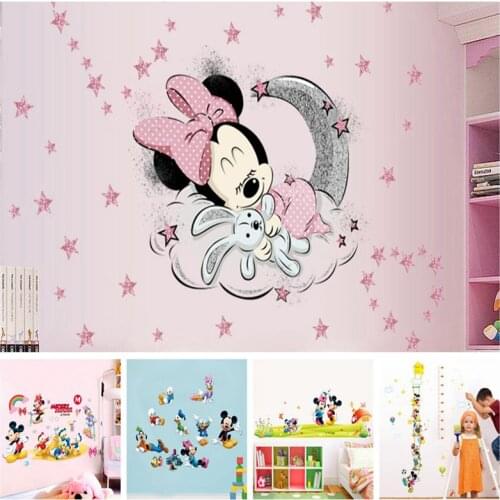 Hot 3D Mickey Mouse Minnie Mouse baby Bathroom Decoration Cartoon Cute glass Wall Stickers for Kids Rooms Home Decor