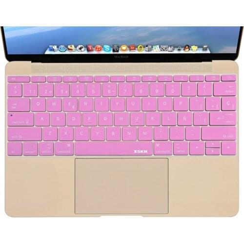 Spanish Pink Silicone Keyboard Cover Protector Skin for US Apple Macbook 12, XSKN Top Quality Silicone Laptop Keyboard Protector