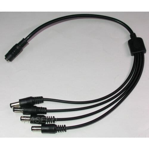 DC Jack power wire 1x female + 4x male connector splitter for CCTV IP camera PCB board module (about 38cm)