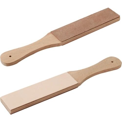 LMDZ Leathercraft Sharpener Wooden Handle Dual Sided DIY Leather Sharpening Polishing Board Tool