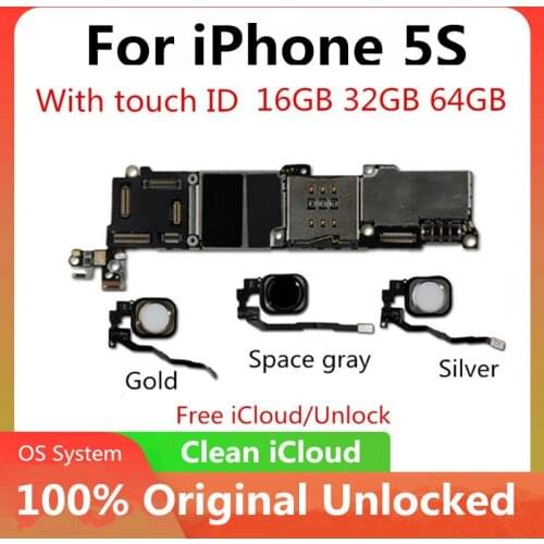 32GB Motherboard For iPhone 5S Unlocked Mainboard With OS System Logic Board Without Touch ID Full Working For iPhone 5S