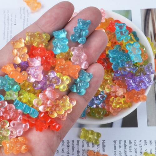 50Pcs Fashion Cute Resin Gummy Bear Pendant Charms for Woman Girls Cartoon Jewelry Findings DIY Wholesale 0.82*0.43in