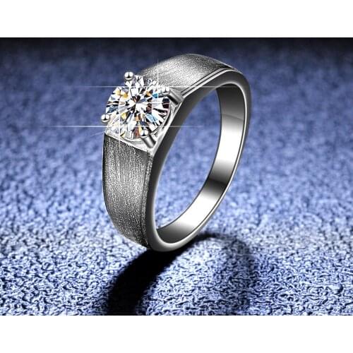 925 Sterling Silver Men Wedding Rings Sparking 1 Carat Moissanite Engagement Party Jewelry Top Quality Anniversary Gifts