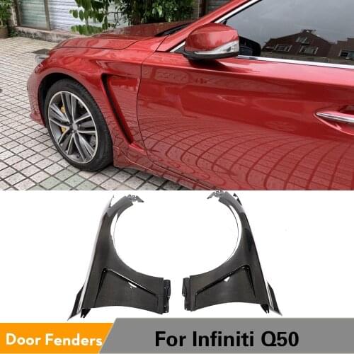Exterior Side Fender Vents Trim For Infiniti Q50 2014 - 2018 Carbon Fiber Car Front Side Door Fender Blades Vents Trim Cover
