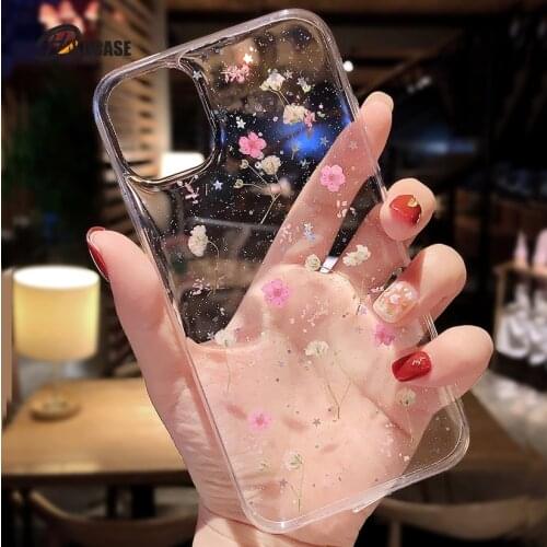 Real Dried Flowers Soft Case For Samsung Galaxy S21 PLUS Ultra Cover For Samsung S20 FE M51 A12 A02S A32 A42 A52 A72 5G Case