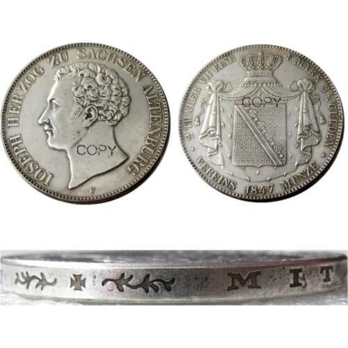 GERMAN STATES. Saxe-Altenburg. Joseph. 1847 F AR 2 Thaler Silver Plated Copy Coin