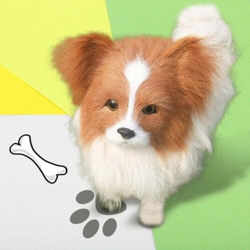 Realistic Papillon Dog Simulation Toy Lifelike Puppy Companion Stuffed Dog Shipping Handcrafted Drop Pet for Kid Birthday Gift