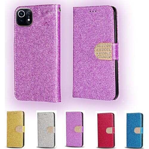 For Xiaomi Mi 11 Luxury Glitter Diamond Flip Leather Wallet Phone Case For Xiaomi Mi 11 Lite Phone cover card slot