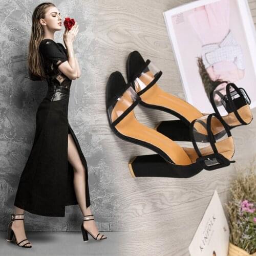 Foreign trade explosions large size high heel sandals womens perennial new Europe and the United States wind type buckle fish