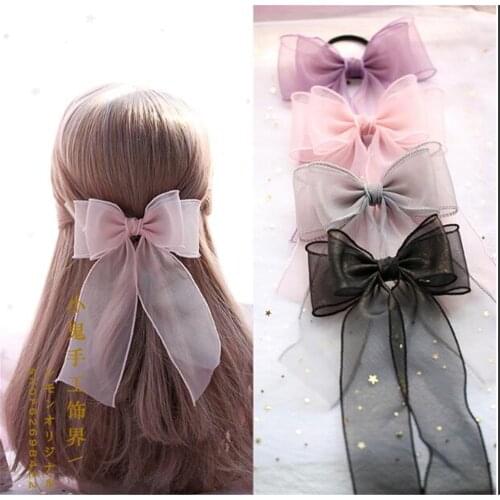 Chiffon Big Bowkot girl Kawaii Sweet Lolita Hairpin Japanese Womens Cosplay Headwear Hair Accessory hair rope B568