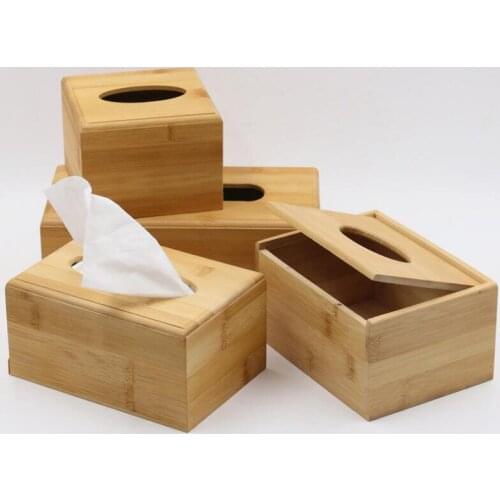 Modern Simple Multi-function Desktop Bamboo Wood Tissue Box Multi-function Storage Box Home Environmental Face Towel Paper Box