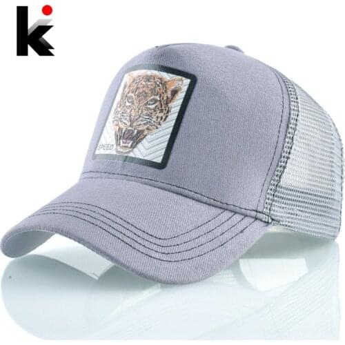 Unisex Baseball Cap Men Summer Snapback Mesh Hats For Women Animal Leopard Patch Hip Hop Trucker Bones Fashion Streetwear Caps