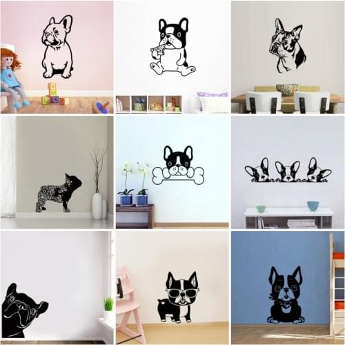 24 Styles French Bulldog Vinyl Wall Stickers Art Decal Home Decor Living Room Dog Wall Sticker Gift