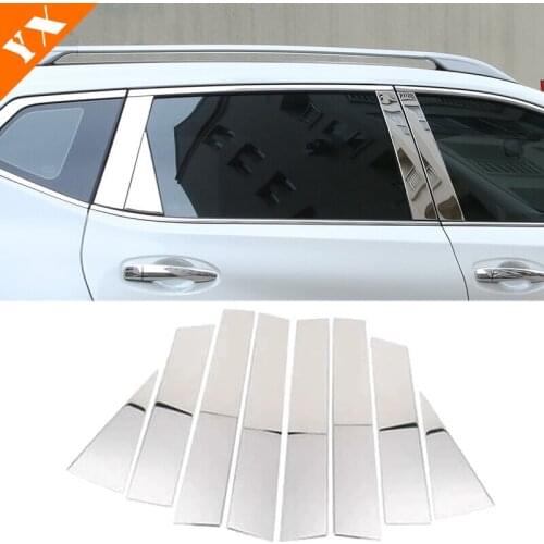 Stainless mirror 2014 2015 2016 17 2018 For Nissan XTrail X-Trail T32 Rogue Car Window Glass Lift Center Pillar Post Cover Trim