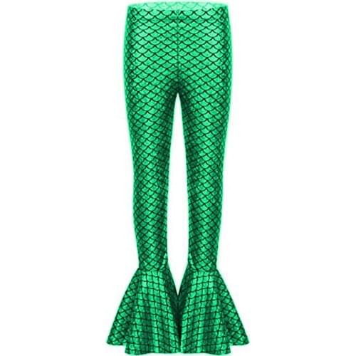 14 Colors Lady Faux Leather Fishtail Leggings High Waist Stretchy Flared Pants Nightclub Cosplay Party Fish Scale Printing Pants