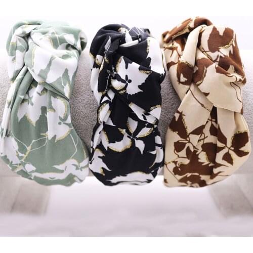 Women Girls Satin Gold Foil Chain Hairband Headband Adult Hair Accessories