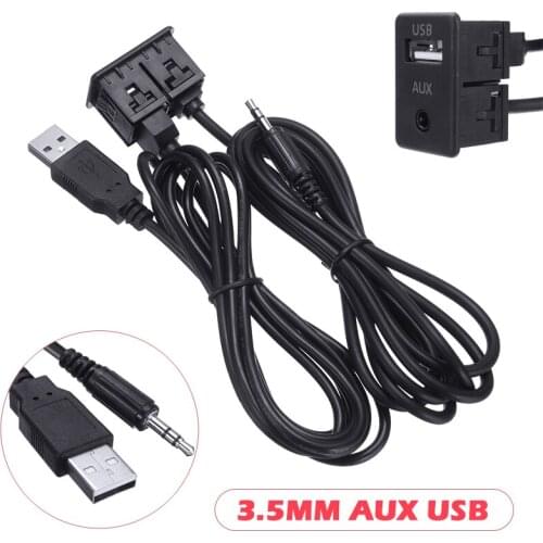 1pc 1m Black Car Boat AUX USB Panel USB/AUX Switch Cable Adapter For Toyota Auto Truck DIY Parts Accessories