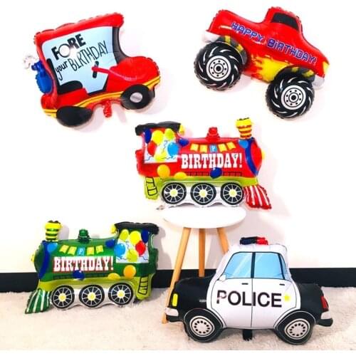 1pc Truck Train Cartoon Car Foil Balloon For Birthday Party Decorations Kids Boy Gifts Toy Supplies