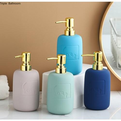 500ml Hotel Bathroom Supplies Disinfectant Shampoo Ceramic Dispensing Bottle Press Bottle Soap Dispenser Empty Lotion Bottle