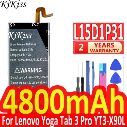 Original KiKiss battery for Lenovo Yoga Tab 3 Pro 3Pro YT3-X90L YT3-X90F YT3-X90X X90 Tab3 Pro Tab3Pro 4800mAh L15D1P31 Battery