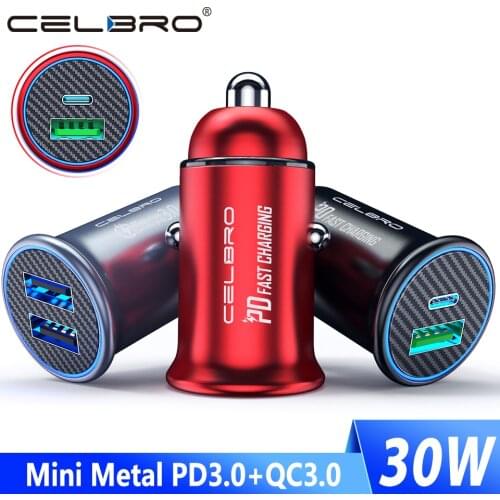 New 30W Mini Car Charger USB Type C PD Fast Car Phone Charger Mobile Charging Auto Chargeur Dual Usb Carcharger for Samsung S20