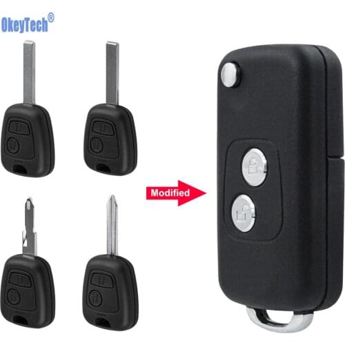 OkeyTech Remote Car Key Case For Citroen C1 C2 C3 Xsara Picasso For Peugeot 206 306 307 406 2 Buttons Key Shell Fob Uncut Blade