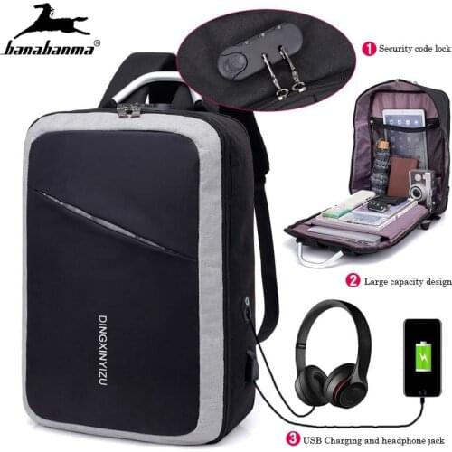 Business Backpack laptop secure bag for mens Large USB Backpack celular bloqueio de seguranca cell male mochila antirrobo 2020