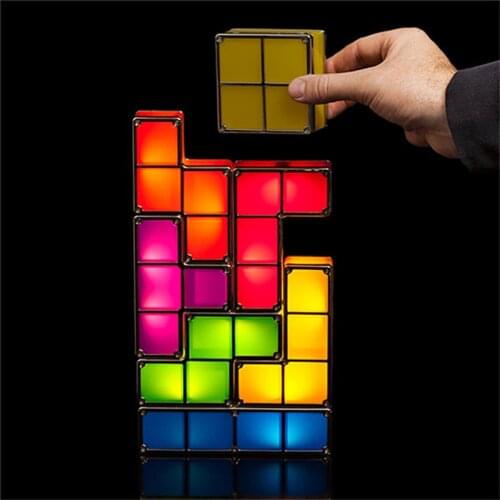 DIY Puzzle Light Stackable LED Desk Lamp Constructible Block Night Light Retro Night Club Bar Home Decor Tower Baby Colorful Toy