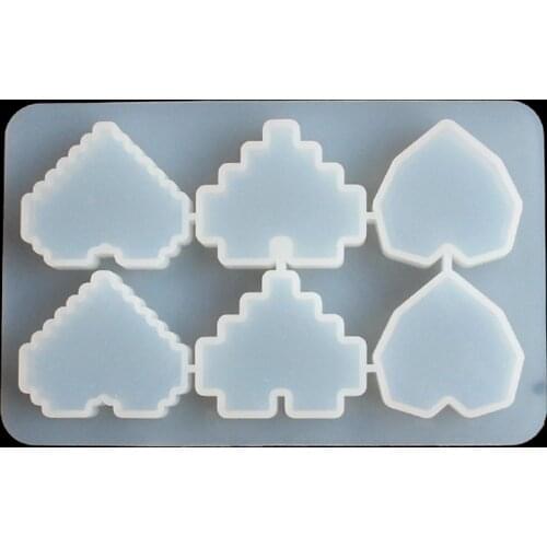 DIY Crystal Drop Glue Pixel Love Mold Mirror Hand Pendant Silicone Mold A136