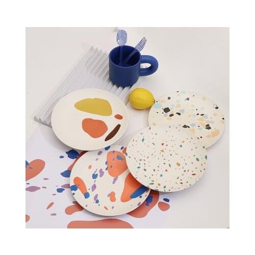 Eco-Friendly Nordic Dinner Plate Decorative Salad Bamboo Fiber Dessert Plate for Wedding Party Crockery