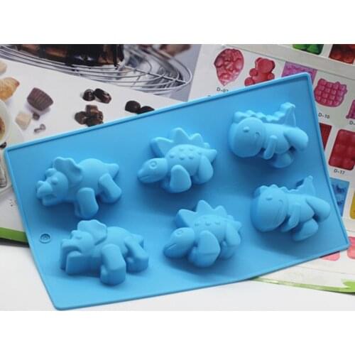 6 cavity dinosaur shape Silicone mold handmade soap candle mold Chocolate Fondant cake mould Baking mold DIY tools