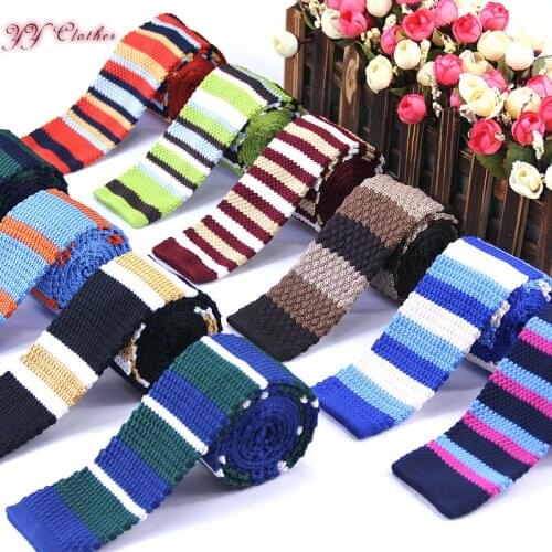 2016 Brand New Trendy Autumn Mens Vintage Tie Knit Knitted Party Ties Necktie Narrow Slim Skinny Woven Colourful Stripe Ties