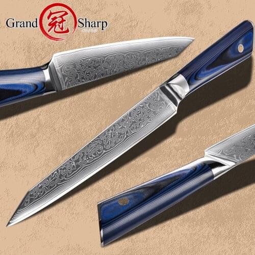 Grandsharp Slicing Knife 8 Inch Chef Kitchen Knives 67 Layers Japanese Damascus Steel Vegetable Meat Sushi Slicing Cooking Tool