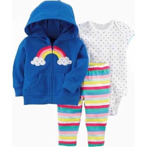 Newborn Infant Baby Clothing Set 2019 Spring Autumn Winter 3PCS Tops Coats+Pants+Bodysuit Toddler Boy Girl Clothes Outfit