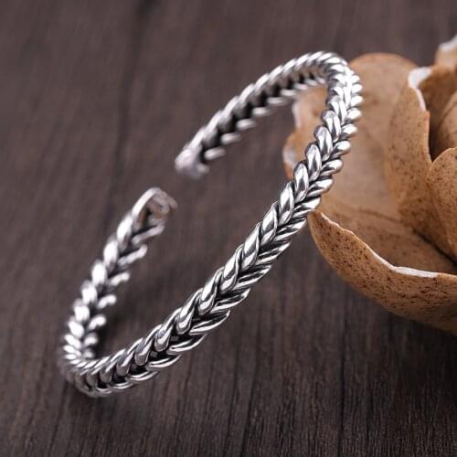 New Arrivals Retro 999 Silver Twist Bracelet Pure Silver Bracelet Classic Thai Silver Beautiful Bracelets