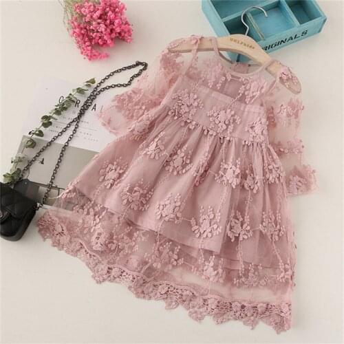 Lace Girl Dress Kids Dresses for Girls Casual Wear Long Sleeve Party Dress Tutu Children Clothes little girls costume 3-8y