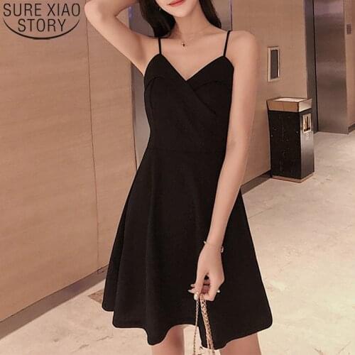 Summer Sleeveless Dresses Women Sexy Spaghetti Strap Dress V-neck Knee Dress 2021 New Ladies Dresses Vestidos Robe Mujer 13290