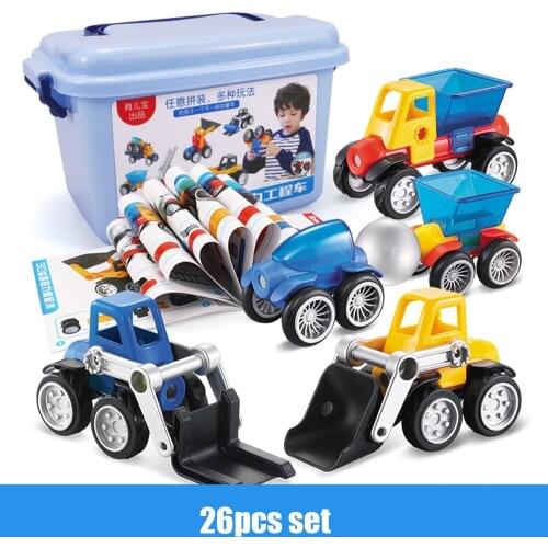 Magnetic Designer Pipe Building Blocks DIY Construction Cars Model Set Boy Kids Funny Magnets Bricks Games Children Toys Gifts