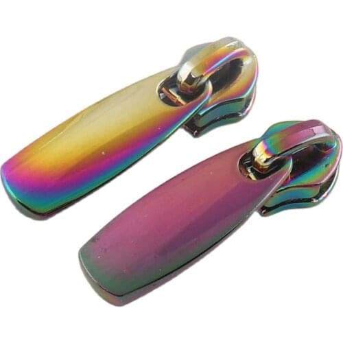 10 pcs Metal Rainbow color alloy zipper sliders pulls zipper heads for bag backpack Sewing Accessories Handmade tools DIY