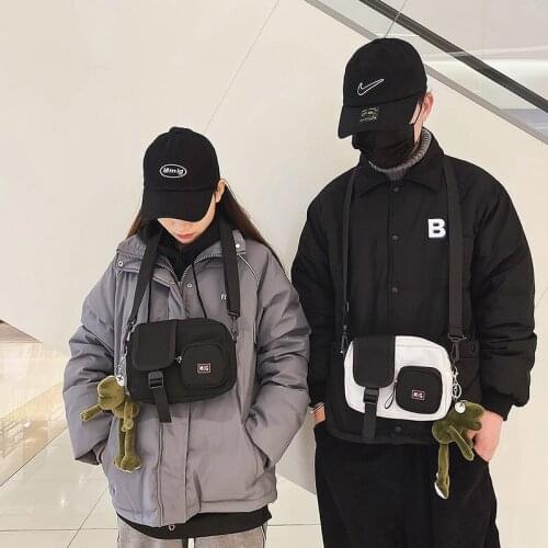 Men Hip-Hop Chest Rig Bag Fashion Streetwear Tactical Two Straps Chest Rig Bags Trendy Style Rectangle Women Chest Utility Pack