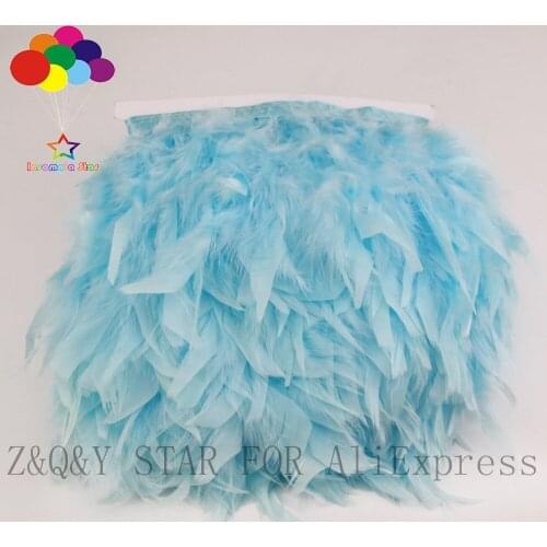 Natural turkey feather 10-15CM dyed sky blue cloth edge DIY stage performance costume craft jewelry feather