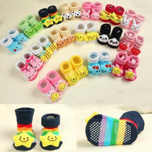 Newborn Baby Cotton Socks 0-12 Months Animal Cartoon Infant Gift Lovely Cute Soft Anti-slip Plush Baby Foot Socks Boys Girls