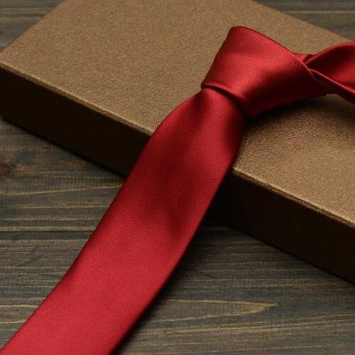 New 2019 Tie For Men 5cm Fashion Casual Skinny Solid Color Necktie Fashion Slim Narrow Party Work Business Formal Mens Ties Red