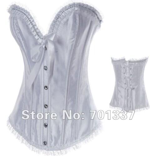 Wholesale Sexy Lingerie Black Satin Lace Up Basque Corset Clubwear A2794