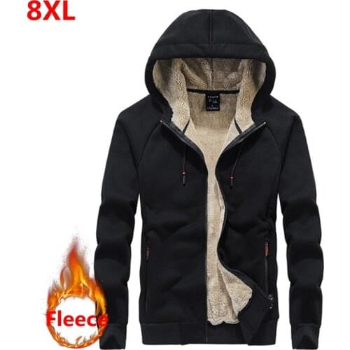 Autumn and winter new mens Fleece hoodie Plus size casual loose large size mens plus velvet jacket male 8XL