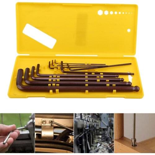 Prefessional 9pcs Metric Long Medium Ball End Hex Keys Torque Wrench Spanner Universal Hexagonal Key Tools Set