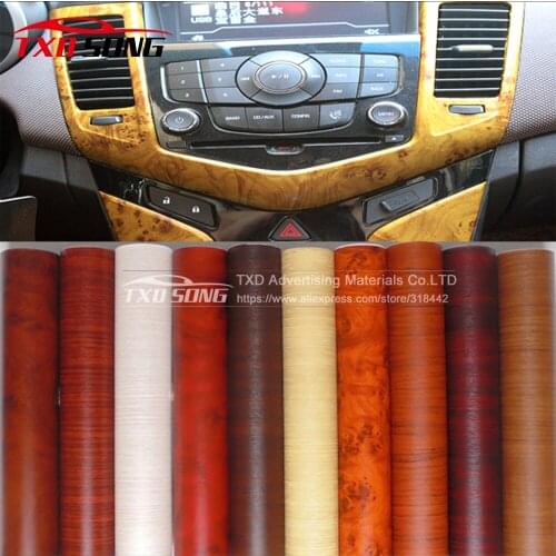 40CMX124CM Self Adhesive PVC Texture Wood Grain Vinyl Wood PVC Sticker for Car Interior Decoration by free shipping