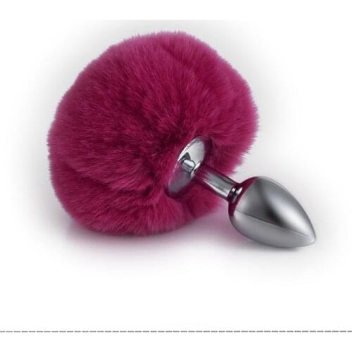 Sexy Rabbit Tail Shape Stainless Steel Anal Plug Backyard Stimulation Sex Stimulator Masturbation Toy