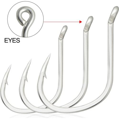 30PCS Light Casting DIY Jig Hook PIKE Eye Saltwater Fishhook 1/0 2/0 3/0 4/0 Assist Hook Slow Pitch Jigging Fall Fishing Ring