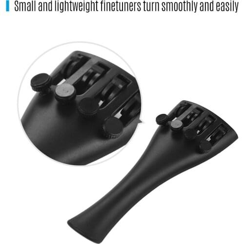 Violin Tailpiece Carbon Fiber Violin Fiddle Tailpiece with 4 Fine Tuners &Tailpiece Gut Cord for 4/4 3/4 1/2 1/4 1/8 Violins